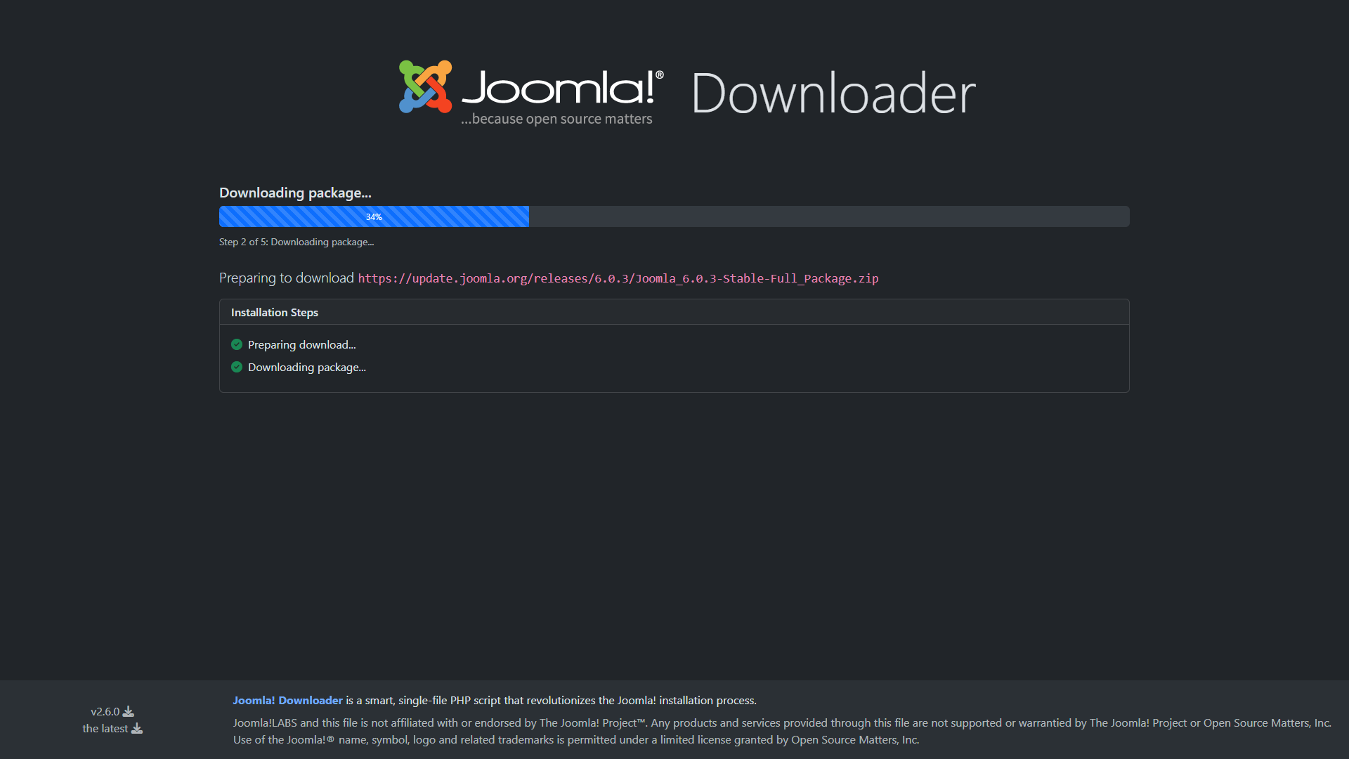 Passaggio 5 - Download del pacchetto